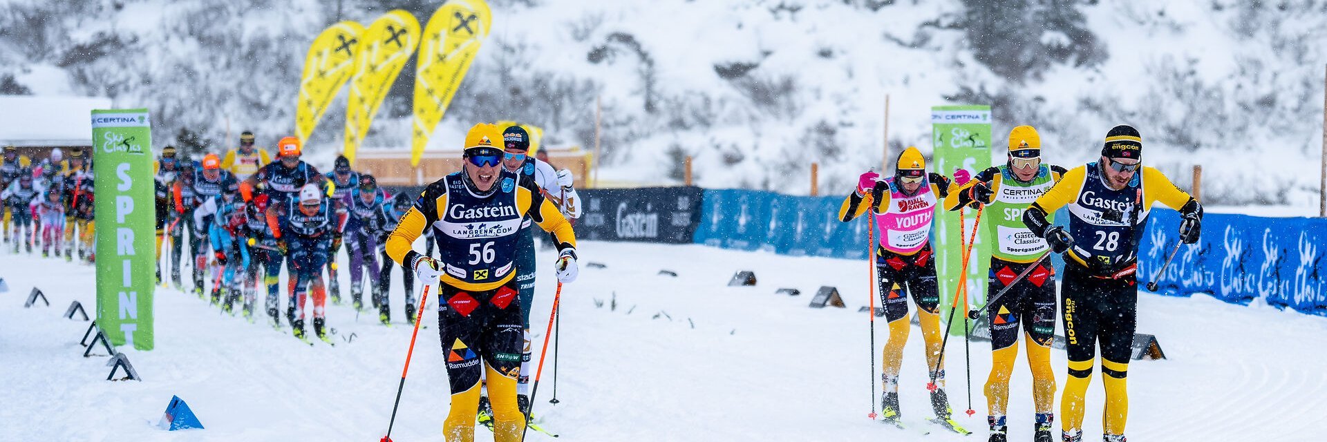 Die Läufer beim Start des Bad Gastein Criteriums in Sportgastein.